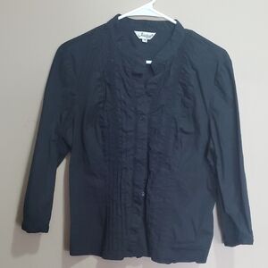 Jessica Sport Women's Black Blouse With Manderin Collar Size 14